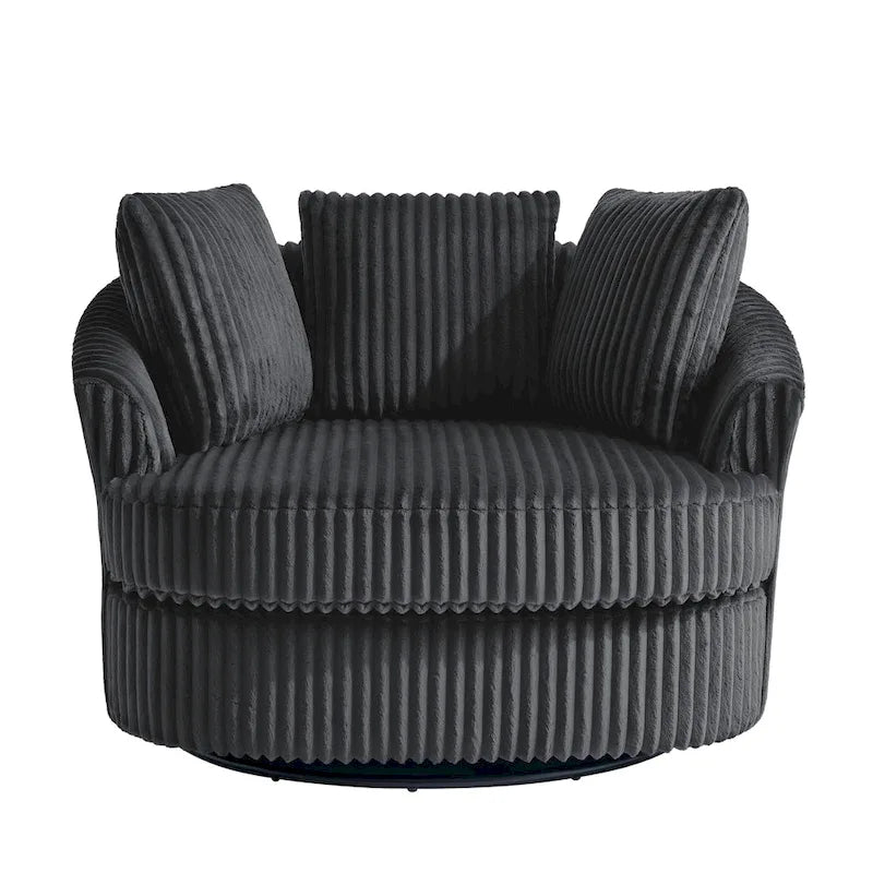 DREAMSIDEA Recessed Arm Slipcovered Swivel Barrel Chair