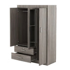 3-Door Mirror Wardrobe with Shelves and 2 Drawers
