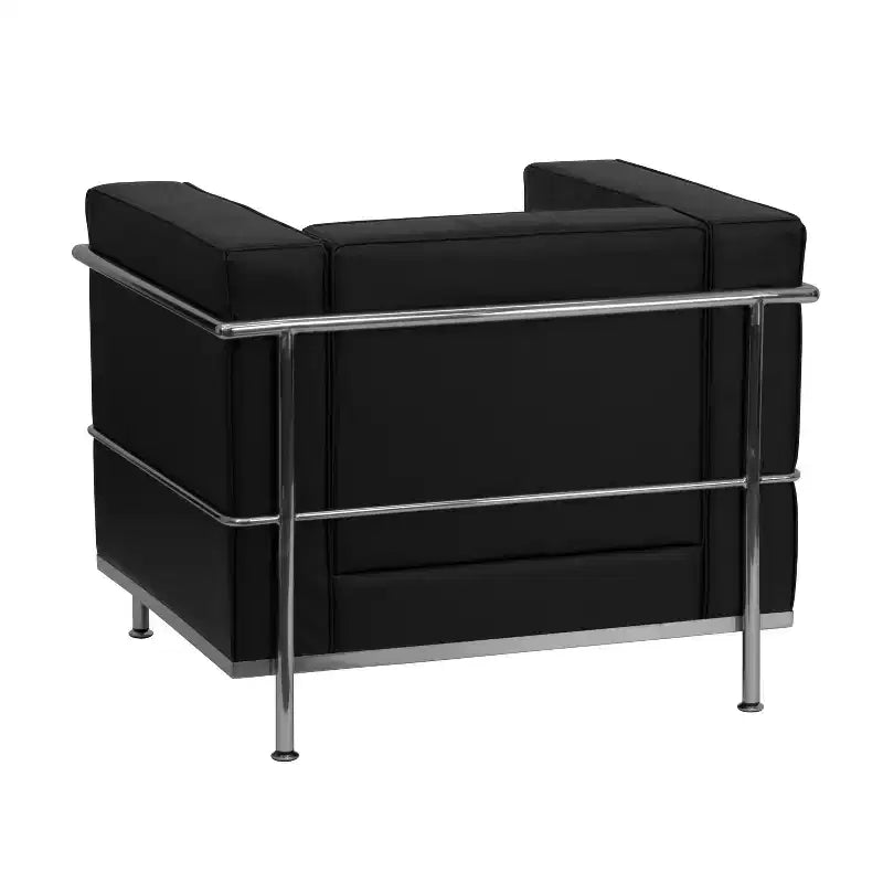 Emma and Oliver Contemporary LeatherSoft Chair with Double Bar Encasing Frame