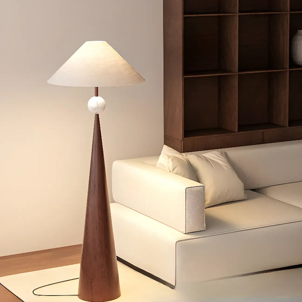 Contemporary Tapered Metal Floor Lamp Fabric Shade