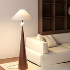Contemporary Tapered Metal Floor Lamp Fabric Shade