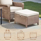 GDFStudio Halston Outdoor Wicker Chat Set with Cushions and Side Table
