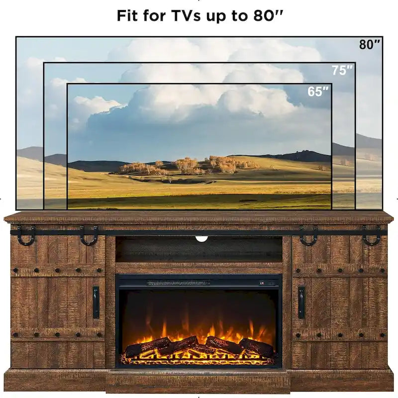 Farmhouse Fireplace TV Stand, Entertainment Center, Media Console