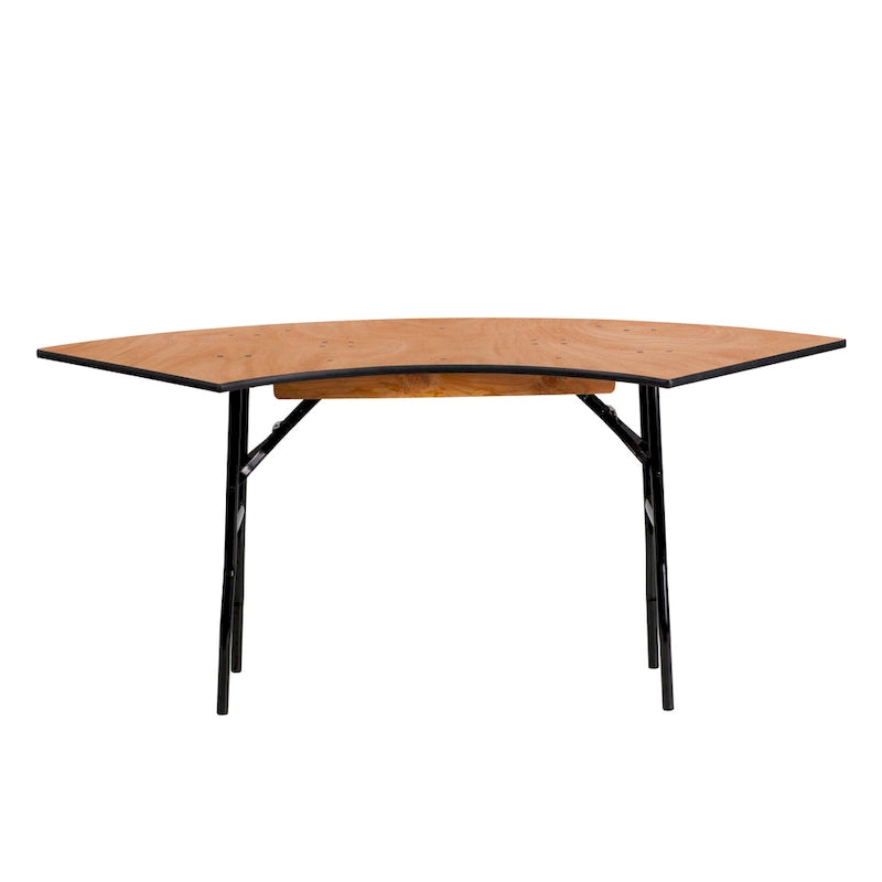 4-foot Serpentine Wood Folding Banquet Table - 24W x 48D x 30.25H - 24W x 48D x 30.25H