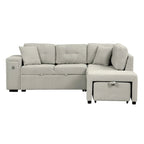 L-Shaped 4-Seat Sectional Sofa with Pull-Out Bed, Ottoman, USB Ports & Drop-Down Table