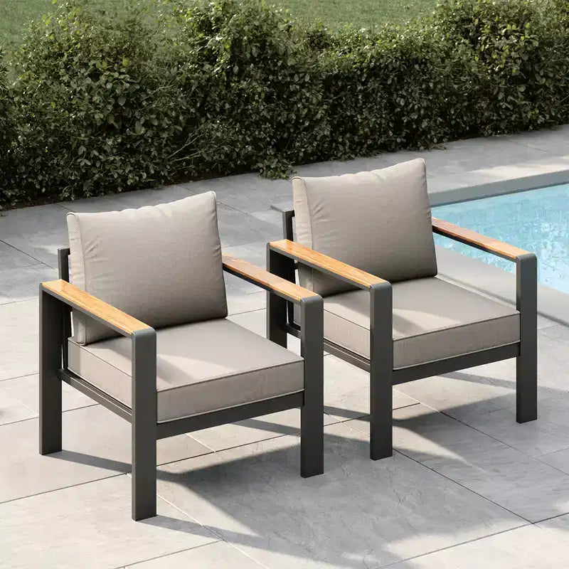 Aluminum Patio Furniture Set, Outdoor Sectional Sofa with 5 Thick Cushions, 4 Armrests & Coffee Table for Garden, Deck, Backyard