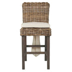 Grey Wash Rattan Cushioned Stool by East at Main