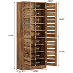 Lantine 70.8 Tall Shoe Cabinet with Shutter Doors, 9-Tier 27 Pairs Vertical Shoe Storage Cabinet