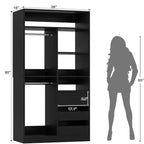 Closet Organizer with Wood Drawers, Freestanding Closet System with Hanging Rods