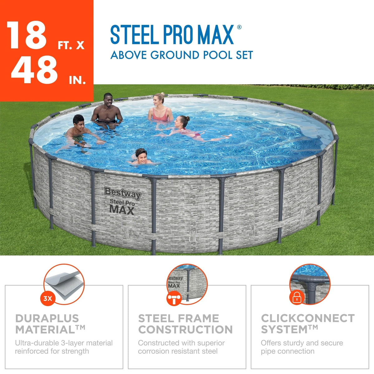 Bestway Steel Pro MAX Round Above Ground Swimming Pool with Pump & Cover
