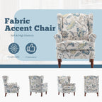 Erommy Modern Accent Chair, High Back Armchair, Upholstered Fabric Button Single Sofa with Wooden Legs for Living Room