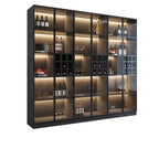 Minimalist Black Wooden Wine Rack Cabinet with Glass Door