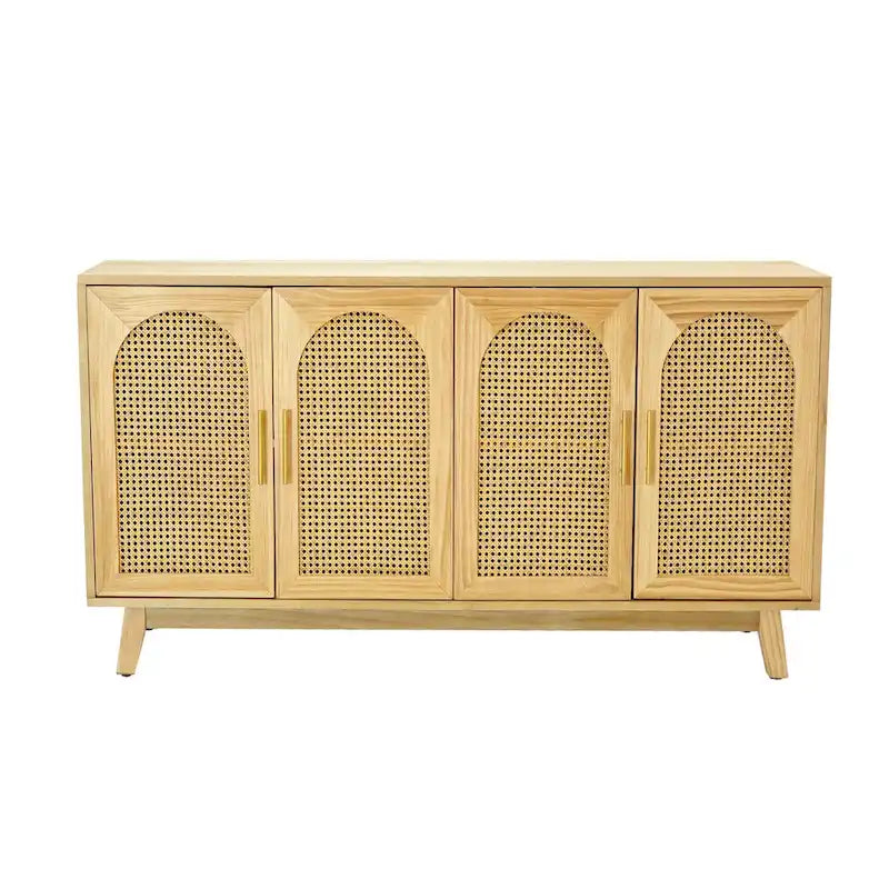 4-Door Cabinet with Rattan Doors