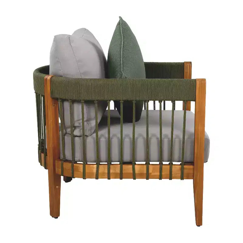 Christopher Knight Home Clifton Patio Rustic Acacia and Rope Upholstered Club Chair with Curved Back