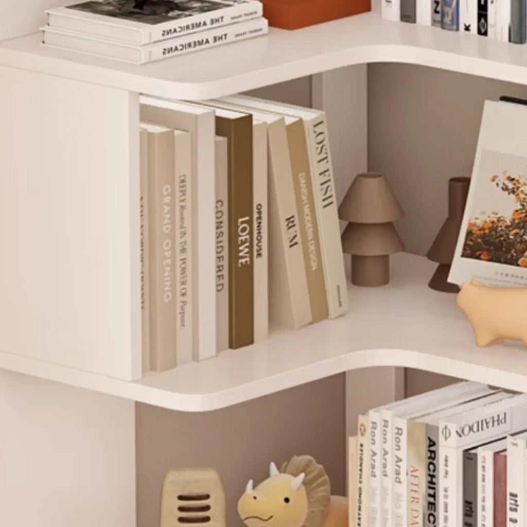 Manufactured Wood Corner Bookshelf with 6 Shelves