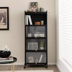 Costway 5-Tier Kitchen Bakers Rack Storage Cabinet Mobile Microwave Stand Flip-up Doors White/Black/Grey/Green