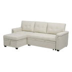 Convertible Reversible Sectional Sofa with Pull-Out Sleeper Bed, Hidden Storage Chaise, and Durable Legs