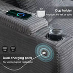 106 Convertible L Shaped Sectional Sofa Corduroy Corner Couch with Armrest Storage Cup Holders USB Charger Oversized Comfy Modular Sofa