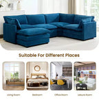 Modern 113.4D*79.13W Oversized Corduroy Modular 5-Seat Sectional Sofa Set with Ottoman U Shaped Sofa Couch with Corner Sofa,HYLEORY