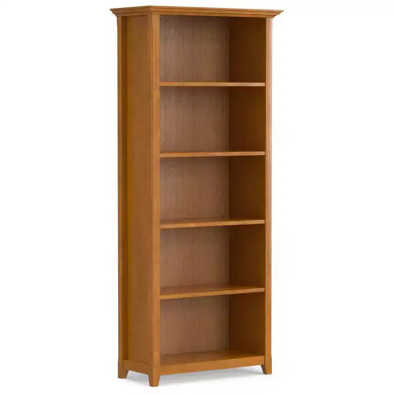 70 Five-Shelf Solid Wood Bookcase - Lacquered Pine, 4 Adjustable Shelves