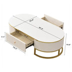 47.2 Oval Engineered Wood Coffee Table With Storage Drawers