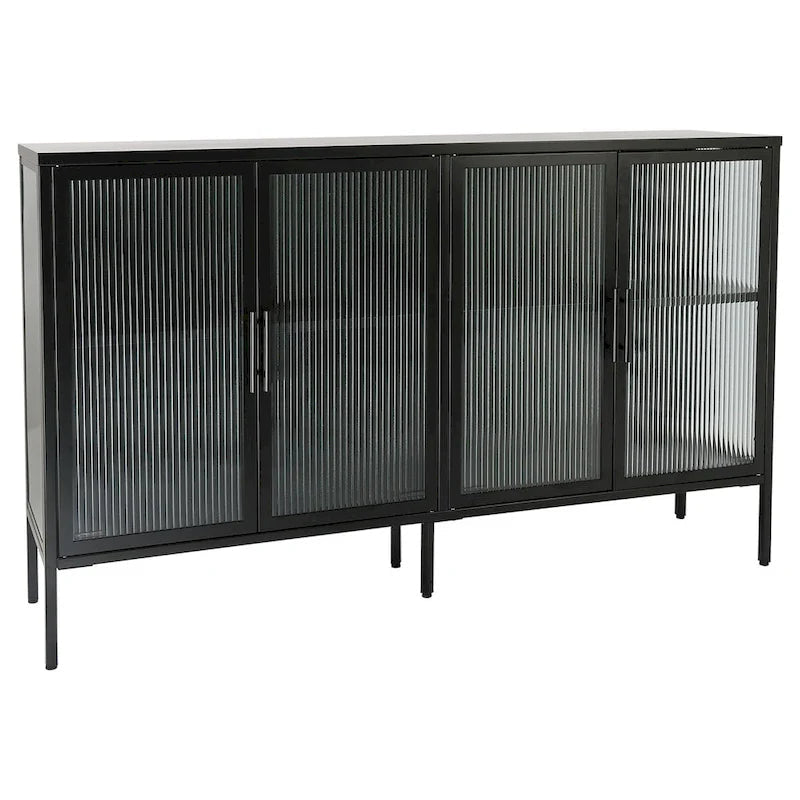 Metal Tempered Glass Cabinet with Adjustable Shelf