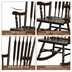 Costway Set of 2 Wood Rocking Chair Glossy Finish White\ Coffe