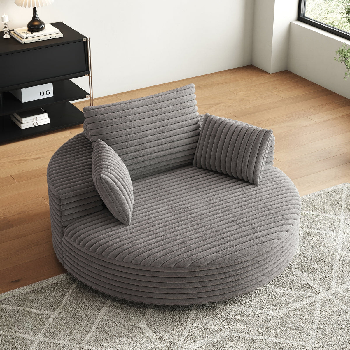 Corduroy Chenille Foam Single Swivel Chair