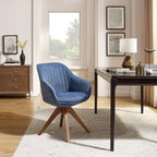 Modern Home Office Swivel Arm Accent Chair with Wood Legs
