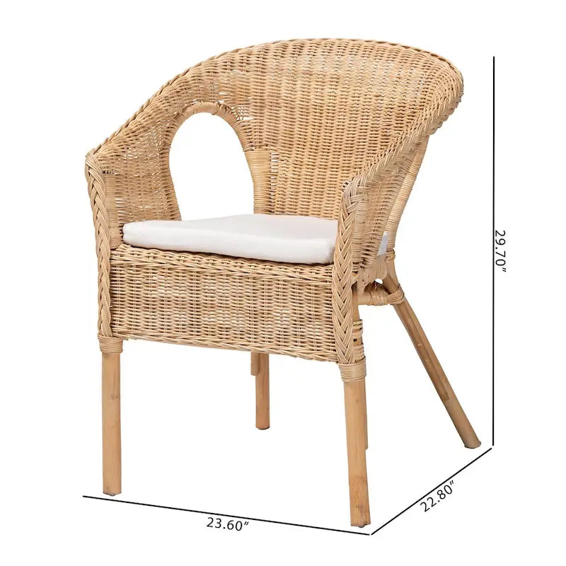 Abbey Modern Bohemian Natural Rattan Dining Chair