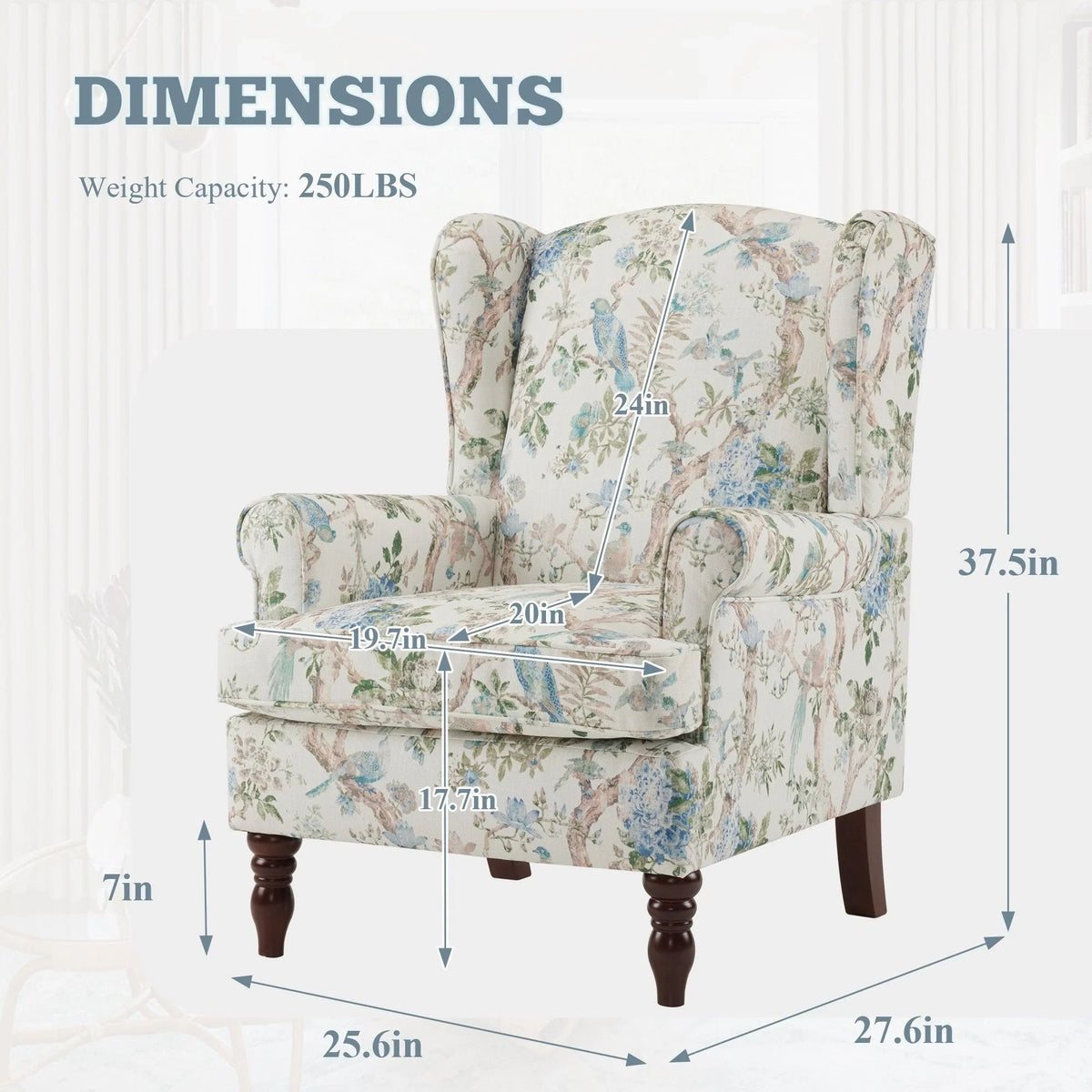 Erommy Modern Accent Chair, High Back Armchair, Upholstered Fabric Button Single Sofa with Wooden Legs for Living Room