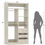 Closet Organizer with Wood Drawers, Freestanding Closet System with Hanging Rods