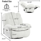 XINMICS Swivel Power Recliner Chair, Massage Rocker Recliners with Heated ,USB, USB-C and Side Pocket