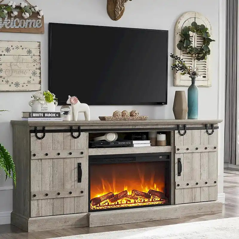 Farmhouse Fireplace TV Stand, Entertainment Center, Media Console