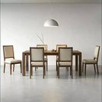 Modern Dining Set - 80 Table + 6 Cushioned Chairs, Solid Wood Frame, 400lbs Table Capacity, Easy Assembly
