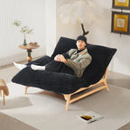 Bean Bag Accent Chair Large Plush Bean Bag Lounger with Solid Wood Frame Comfy Lounge Chair with Down Filling