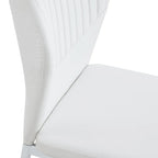Luxury Simple Chair Set of 6 PU High Resilience Dining Chair with Metal Silver Leg Kitchen Armless Side Chair