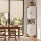 64.8 Tall Corner Cabinet with Doors, Brown Farmhouse Corner Storage Cabinet, Freestanding Corner Pantry Cabinet with Adjustable Shelves