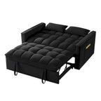 4 in1 Loveseat Sofa Bed with Armrests & Storage Pockets, Multi-Function Tufted Pull-out Sofa Bed with Adjustable Backrest