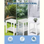 Folding Adirondack Chairs Set of 2 with Side Table, HDPE Plastic Wood Texture, 380lbs Capacity,Weather Resistant Outdoor Set for Patio, Deck,Fire Pit