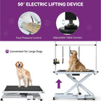Professional Electric Dog Grooming Table for Large Dogs Heavy Duty Pet Grooming Table w/Aluminum Dog Grooming Arm - 50W