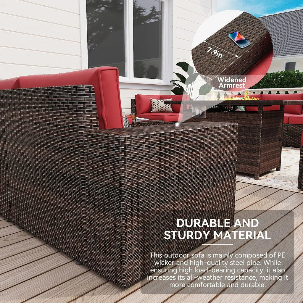13 Pieces Patio Furniture Set with 44Fire Pit Table