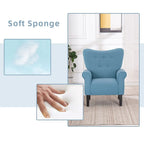 Erommy Modern Accent Chair, High Back Armchair, Upholstered Fabric Button Single Sofa with Wooden Legs for Living Room