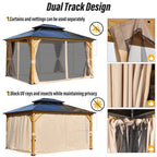 EROMMY Hardtop Gazebo,Outdoor Pergola with Double Roof & Netting & Curtains,Heavy Duty Canopy for Patio, Backyard, Pool party