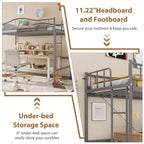 Loft Bed Twin Size with Removable Ladder & Full Safety Guardrail, Twin Loft Bed Heavy-Duty Metal Frame 400 Lbs Weight Capacity, Space Saving