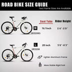 Whisen Road Bike, Lightweight Aluminum Frame, Disc Brakes, 16-Speed, Fast Acceleration, Suitable for Men and Women