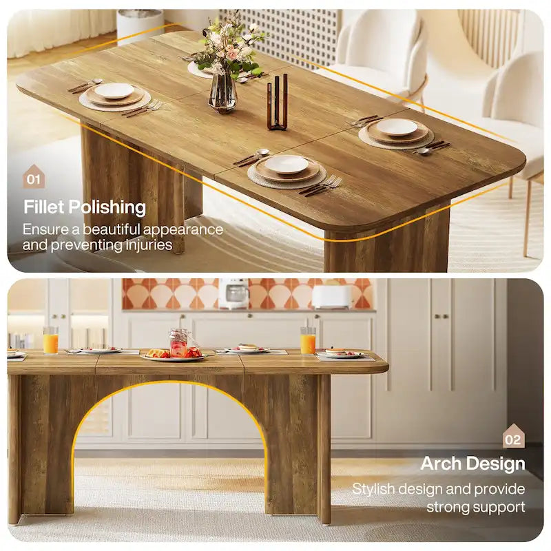 63-in Large Dining Table for 4-6 People, Modern Rectangle Kitchen Table