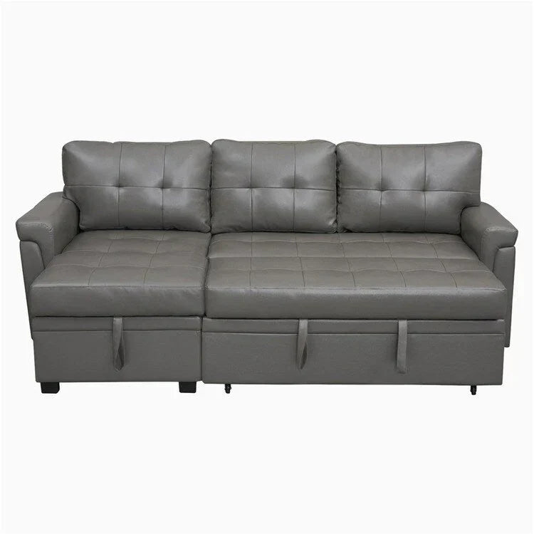 Convertible Reversible Sectional Sofa with Pull-Out Sleeper Bed, Hidden Storage Chaise, and Durable Legs