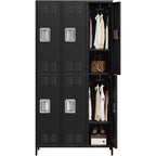 Garvee Steel Storage Locker Cabinet, 72 Heavy-Duty Metal Locker for School, Gym & Office, Black