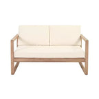 Acacia Wood Patio Furniture Set, Outdoor Conversation Set with Coffee Table and Soft Cushions for Backyard, Porch, and Balcony, Beige - Merax